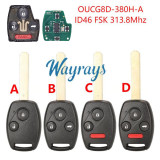 For Honda OUCG8D-380H-A ID46 chip with FSK 313.8mhz remote key