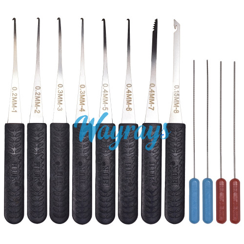 HUK broken key removal tool, 0.15mmx1, 0.2mmx2, 0.3mmx2, 0.4mmx1