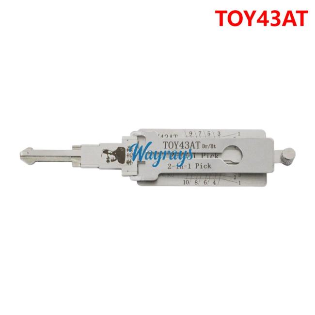 Lishi TOY43AT 2 in 1 tool.Support Toyota series. Camry. Reiz. Corolla. Corolla (car rear opening). Vios, Toyota Hiace, Highlander, Prado, Prado, Cruiser, Land Cruiser, Previa