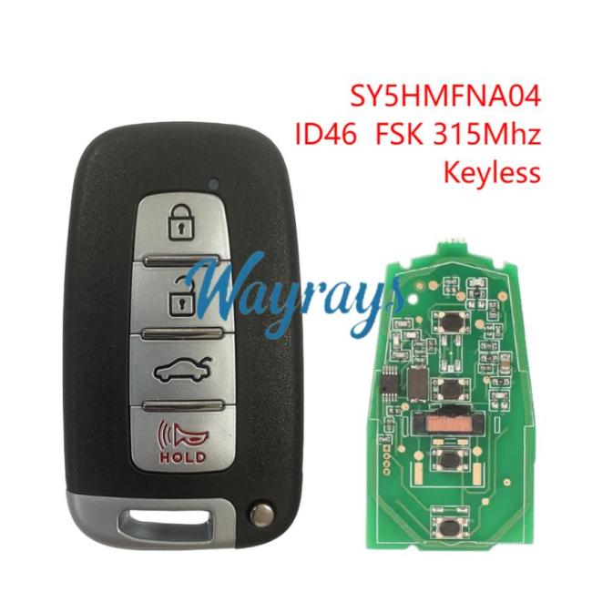 For Hyundai Tuscon Elantra Kia Rio SY5HMFNA04 ID46 chip with FSK 315mhz keyless 3+1 button remote key