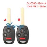 For Honda OUCG8D-384H-A ID46 chip with FSK 315mhz remote key