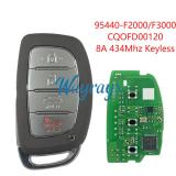 For Hyundai 95440-F2000/F3000 CQOFD00120 8A chip with FSK 434mhz keyless 3+1 button remote key