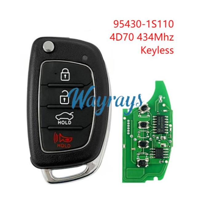 For Hyundai HB20 95430-1S110 4D70 chip with 434mhz keyless 3+1 button remote key