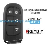 Keydiy ZB34-5 smart remote，For 46.47.48.49.4A、MQB48、5C chip types, match it to the car after generating it