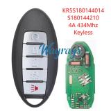 For Infiniti Q50 Q60 KR5S180144014 S180144210 4A chip with 434mhz keyless  3+1 button remote key