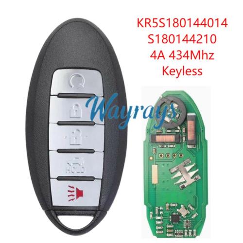 For Infiniti Q50 Q60 KR5S180144014 S180144210 4A chip with 434mhz keyless  3+1 button remote key