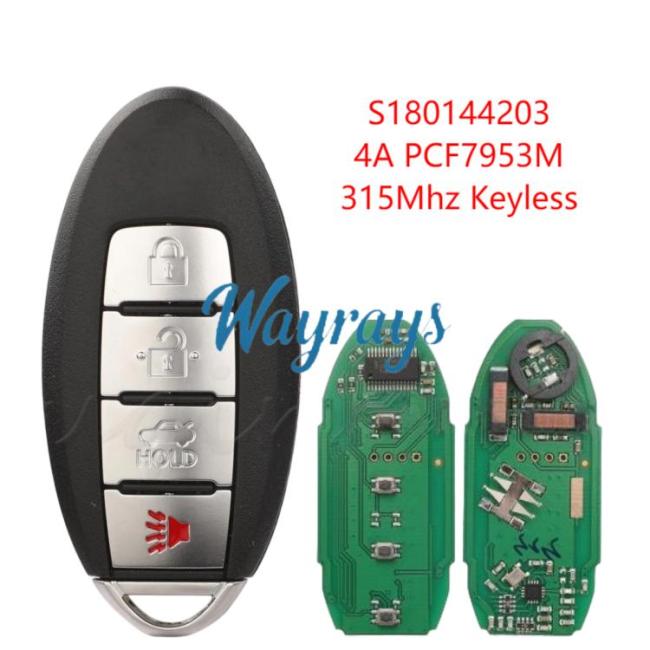 For Infiniti 2013-2015 Q50 S180144203 4A chip PCF7953M with 315mhz keyless 3+1 button remote key
