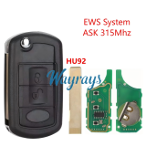 For landrover EWS System ASK 315mhz 3 button remote key.Removable battery