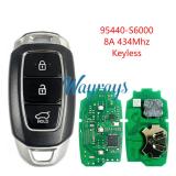 For Hyundai 95440-S6000 8A chip with 434mhz keyless 3 button key