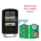 For Kia 95440-F6100 ID47 chip with 434mhz keyless 3 button remote key