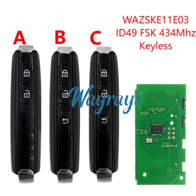 For Mazda WAZSKE11E03 ID49 chip with FSK 434mhz keyless 2/3 button remote key,P/N TAYA-67-5DYB