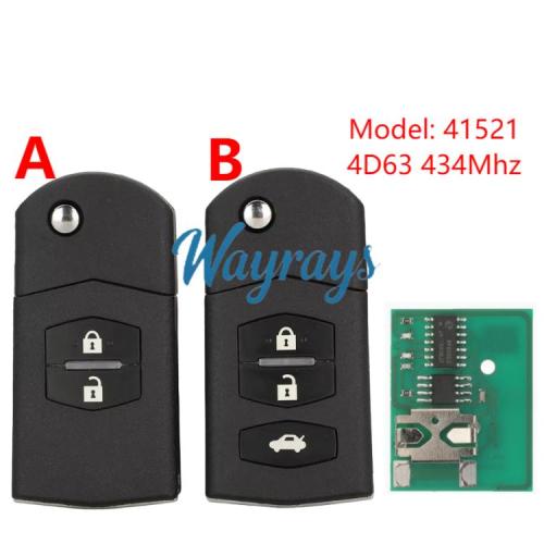 For Mazda M3/Axela M6/Atenza Model 41521 (MD3) 4D63 chip with FSK 434mhz 2/3 button remote key