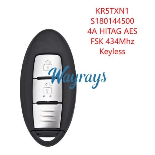 For Nisan KR5TXN1 S180144500 4A chip HITAG AES with FSK 434mhz keyless 2 button remote key