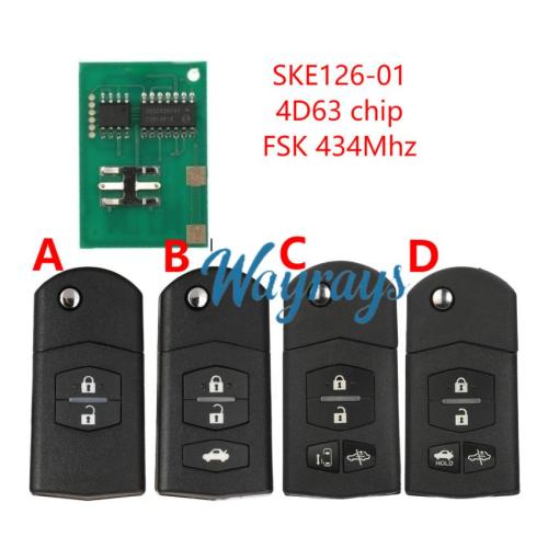 For Mazda SKE126-01 4D63 chip with FSK 434mhz 2/3/4 button remote key