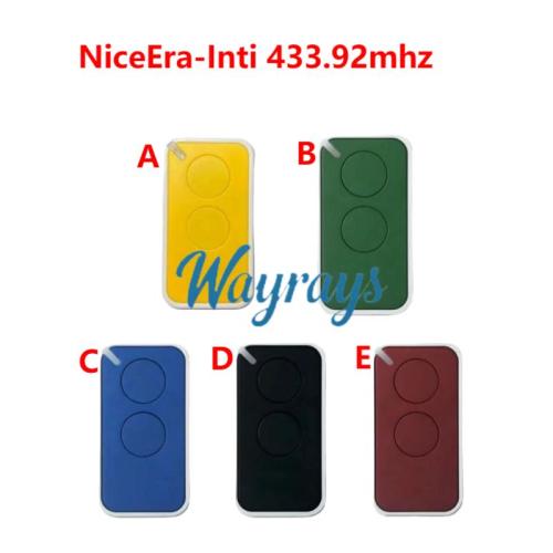 Colorful NiceEra-Inti 433.92MHz rolling code wireless remote control for roller shutter garage doors.