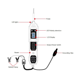 Multi-functional electrical circuit tester features a built-in flashlight and digital display, and supports testing of all 3.5-36V electrical systems, including those in cars, motorcycles, construction vehicles, and boats.