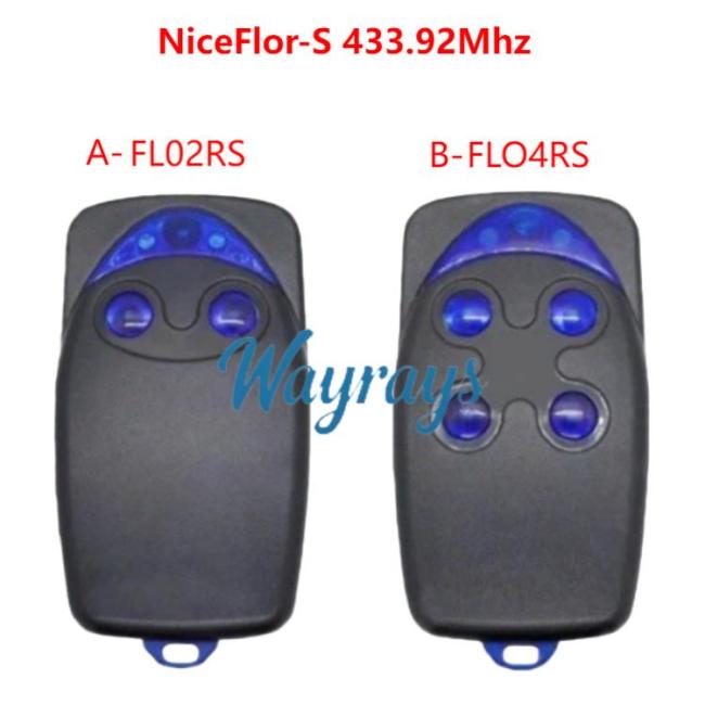NiceFlor-S 433.92MHz rolling code wireless remote control for roller shutter garage doors.