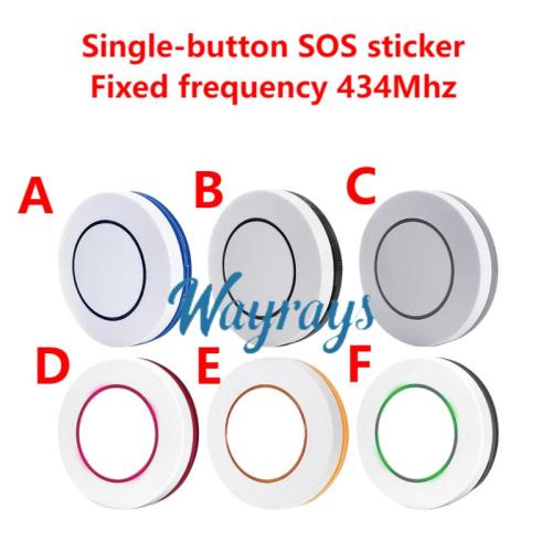 Colorful single fixed-frequency 434Mhz SOS one-touch emergency alarm button wireless remote,Learning-oriented, cannot be copied.