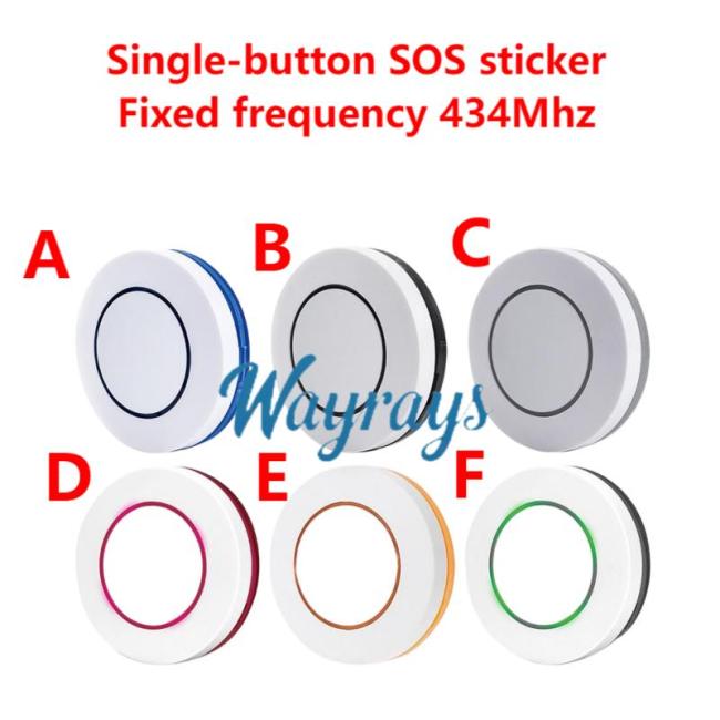 Colorful single fixed-frequency 434Mhz SOS one-touch emergency alarm button wireless remote,Learning-oriented, cannot be copied.