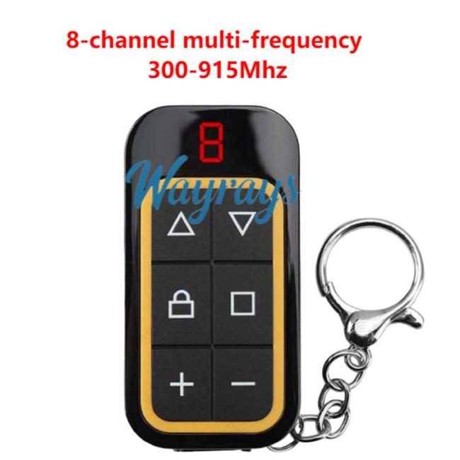 8-channel multi-frequency 300-915Mhz powerful cloning 6-button rolling shutter door/garage door/electric gate remote with full-frequency copying capability.