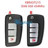 For Nissan KBRASTU15 ID46 chip PCF7936 with ASK 434mhz 2+1/3+1 button modified remote key