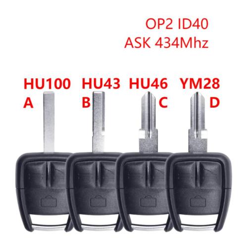 For Opel 2001-2003  Omega/Vectra-B OP2 ID40 chip with ASK 434mhz 3 button remote key