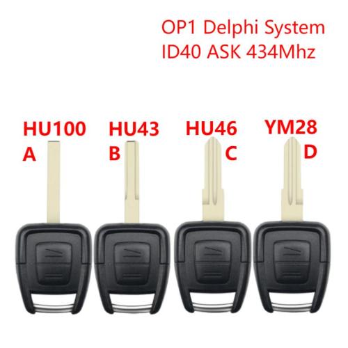 For Opel/Vauxhall Astra OP1 Delphi system ID40 chip with ASK 434mhz 2 button remote key