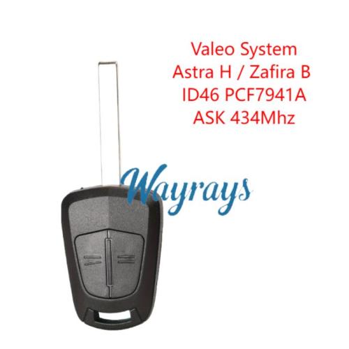 For Opel Valeo system Astra H / Zafira B ID46 chip PCF7941A with ASK 434mhz 2 button remote key