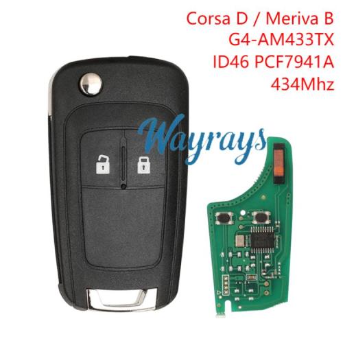 For Opel/Vauxhall G4-AM433TX Corsa D/Meriva B ID46 chip PCF7941A with 434mhz 2 button remote key