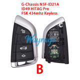 Original for BMW G-Chassis N5F-ID21A ID49 HITAG Pro chip with FSK 434mhz keyless 4 button remote key，System: Works on BDC3 and BDC2