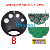 Garage door rolling code remote control with ASK 434mhz,Compatible with Nice Smilo 2 4
