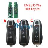 Original for Porsche ID49 chip with 315Mhz half-keyless 3/4 button remote key,with aftermarket shell