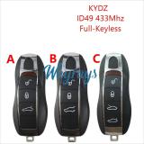 For Porsche KYDZ model ID49 chip with 433mhz full-keyless 3/4 button remote key