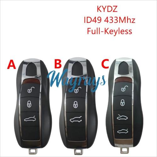 For Porsche KYDZ model ID49 chip with 433mhz full-keyless 3/4 button remote key