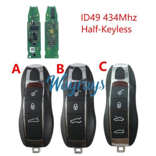 Original for Porsche ID49 chip with 434Mhz half-keyless 3/4 button remote key,with aftermarket shell