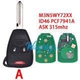 For Chrysler/Dodge M3N5WY72XX ID46 chip PCF7941A with ASK 315mhz remote key