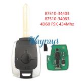 For Ssangyong 87510-34403/34063 4D60 chip with FSK 434mhz 2 button remote key