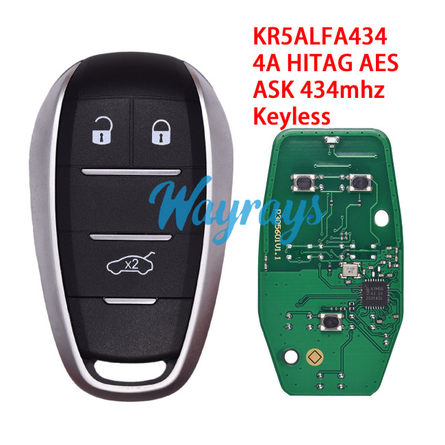 For Alfa KR5ALFA434 A2C97634900 4A chip HITAG AES with ASK 434mhz keyless 3  button remote key