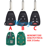 For Chrysler/Dodge M3N5WY72XX ID46 chip PCF7941A with ASK 315mhz remote key