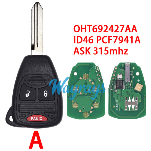 For Chrysler/Dodge OHT692427AA ID46 chip PCF7941A with ASK 315mhz remote key