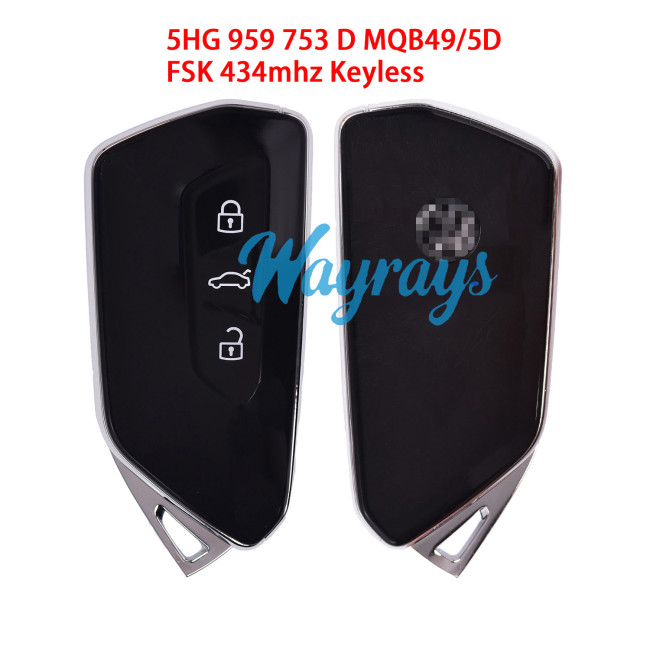 Original for VW MQB49-5D chip with FSK 434mhz keyless 3 button remote key