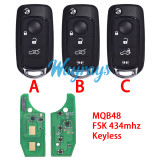 For Fiat 500X Egea Tipo MQB48 chip with FSK 434mhz keyless 3/4 button remote key