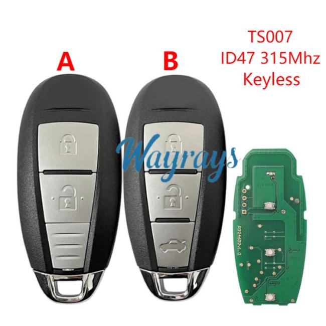 For Suzuki TS007 ID47 chip with 315mhz keyless 2/3 button remote key