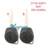For Suzuki 37145-62R11 ID47 chip with FSK 434mhz 2 button remote key