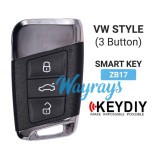 Keydiy ZB17-3 smart remote，For 46.47.48.49.4A、MQB48、5C chip types, match it to the car after generating it
