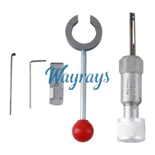 [Mul-5pins-L]2 in 1 pick and decoder tool,isreal Mul-T lock