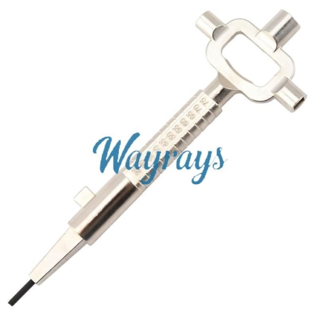 Measurement depth multi-function wrench for lock