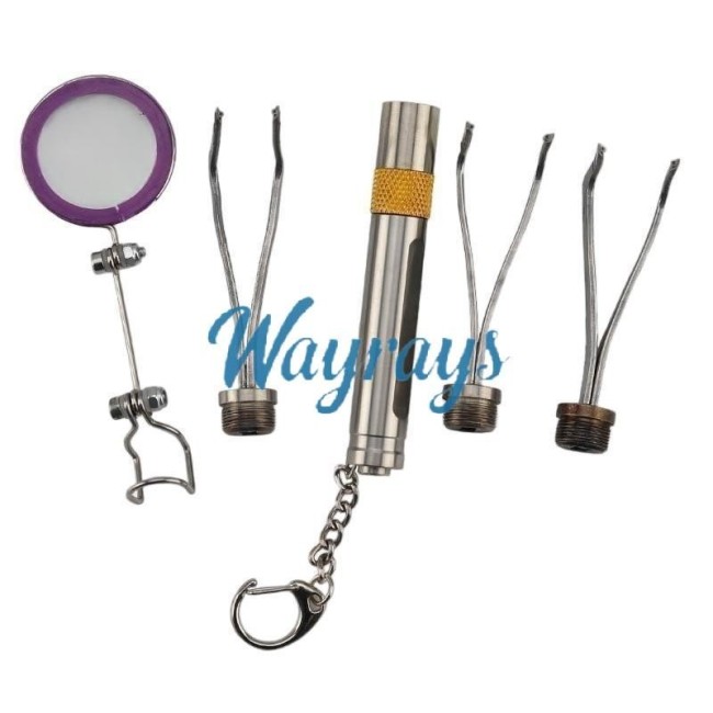 Tension wrench with magnifying glass with lock borescope with strong light
