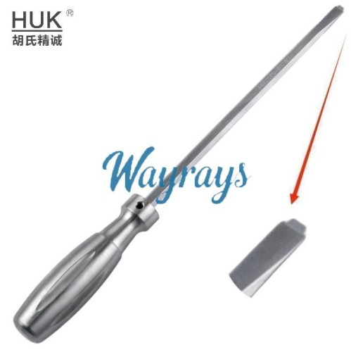 HUK brand wafer lock specific pry bar screwdriver for forced lock body fracturing, constructed entirely of steel.