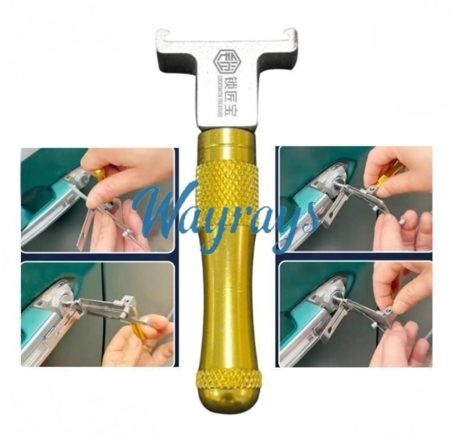 New Multi-function Multi-angle Tension Wrench, Universal for Residential and Automotive Locks (2-in-1). Features top, middle, and bottom position adjustment, eliminating the need for frequent tool changes.